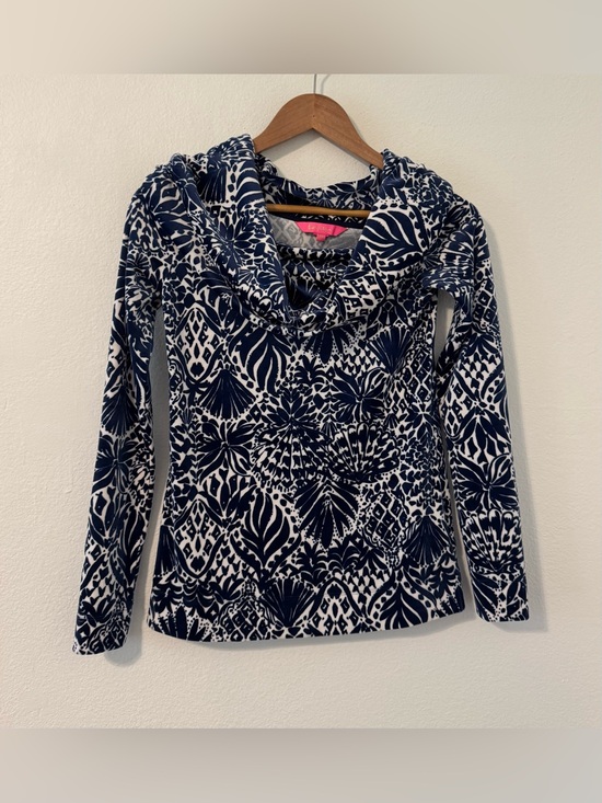 Lilly Pulitzer Tops - Lilly Pulitzer Belinda Off Shoulder Cowl Neck Top By Land Or By Sea Velour XXS